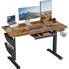 DSNAPE Scrivania Elettrica Regolabile in Altezza, 120 x 60 cm Scrivania per Computer con Cassetti & Funzione Memoria 3 Altezze, Scrivia Seduti in Piedi per Ufficio Domestico, Marrone
