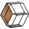 FineBuy Mensola da Parete Esagonale 60x20x52 cm Mango Massello Nera