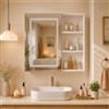 BRILVERDE Armadietto a specchio da bagno con illuminazione a LED, specchio da bagno con anta singola, anti-appannamento, 3 temperature di colore dimmerabili, con ripiani regolabili (A)