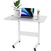 Lvhecforhm Scrivania con Ruote, Scrivania Regolabile in Altezza, Tavolino da Letto per PC Portatile, 60x40cm Tavolo da Lavoro Mobile, Bianco Avolino Portatile per Camera da letto, Soggiorno
