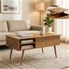[en.casa] Tavolino da Caffè Piano Sollevabile 96x59x50 cm Effetto Rovere | Tavolo Basso Centrale da Salotto 2 Vani Aperti Scomparto Chiuso Apribile Gambe in Acciaio Soggiorno Studio Living