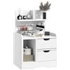 HOMCOM Comodino Camera da Letto con 2 Cassetti 40x30x60 cm Bianco Lucido | Mensole Portaoggetti, Comodino Moderno in Legno, Tavolini per Divano, Soggiorno, Salotto e Camera