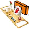 Banlilu Vasca da bagno estraibile - Vassoio regolabile per vasca da bagno - ripiano antiscivolo adatto per la maggior parte delle vasche da bagno - Tiene libri, iPad, telefono, vetro, candela