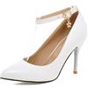 Lroey Reoly Décolleté Donna, Scarpe Tacco a Spillo Eleganti Scarpe da Festa Tacco Alto Appuntito con Cinturino alla Caviglia Bianco Numero 34 EU
