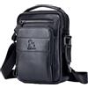 pundarika Borsello Uomo in Vera Pelle - Tracolla Crossbody e Borsa Messenger Nero con Tracolla Regolabile