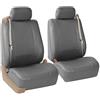 FH GROUP Set di coprisedili anteriori in ecopelle, coprisedili per auto per sedili posteriori bassi con poggiatesta rimovibile, universali, compatibili con airbag, per SUV, grigio tinta unita