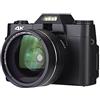 CCZRD Videocamera for vlogging Fotocamera digitale da 48 MP Webcam con schermo ribaltabile a 180 ° for obiettivo macro grandangolare Cattura Facilmente Momenti Meravigliosi(32G,With Specialised len)