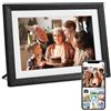 Veidoo Cornice Digitale WiFi, Schermo Touch da 10 Pollici, 32 GB di Memoria, Rotazione Automatica, Musica/Video/Calendario/Orologio, Foto e Video tramite APP Frameo, Regalo per la Famiglia (Marrone)