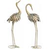 Outsunny Set da 2 Statue da Giardino, Scultura di Airone in Metallo, Statue di uccelli 91/95cm, per Cortile, Stagno, Terrazza, oro/blu | Aosom Italy