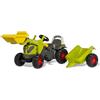 Rolly Toys RollyKid CLAAS AXOS 240 trattore a pedale con rimorchio + caricamento frontale (per bambini da 2,5 a 5 anni, tensione della catena regolabile, attacco posteriore) 02 516 9