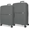 Movom Moon Set di valigie grigio 66/76 cm rigido 7,6 kg chiusura TSA integrata in polipropilene 7,6 kg 181,3 L estensibile, grigio, Taglia unica, Set di valigie