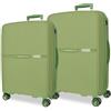 Movom Moon - Set di valigie verde 66/76 cm, rigido 7,6 kg, chiusura TSA integrata in polipropilene, 7,6 kg, 181,3 l, estensibile, Verde, Taglia unica, Set di valigie