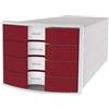 HAN Cassettiera HAN IMPULS 2.0 - Design accattivante abbinato a una qualità eccellente. Con 4 cassetti chiusi per DIN A4/C4, grigio chiaro-rosso, 1012-17