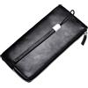 BCOATH Portafoglio Uomo lungo Slim Cerniera in Pu Nero | Porta Carte di Credito, Carte di Credito per Uso Quotidiano, Scuola e Shopping, Design Sottile