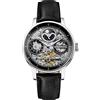 Ingersoll The Jazz Mens 42mmm Automatic Moonphase Watch with Skeleton Dial and Black/Brown Genuine Leather Strap