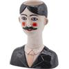 Vaso Faccia Lui Vintage H30 cm in Ceramica con Baffi - Enzo De Gasperi (EDG)