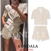 KONDALA Completo Casual Chic da Donna, Blazer Corto in Pizzo con Scollo a V e Bottone Singolo, Pantaloncini con Tasche con Cerniera, Moda Primavera Estate 2026