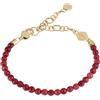 Breil, Collezione Kaleido, Bracciale Donna, Bracciale con Pietre Agata Rossa ed Elemento Esagonale in Acciaio IP Gold Lucido, Chiusura a Moschettone, Lunghezza Regolabile 15-21 cm, Idea Regalo Donna