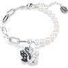 Swarovski Swan Braccialetto, Gioiello con Crystal Pearls White e Zirconia Black e White, Tagli Round e Marquise, Chiusura a Moschettone, Mix di Finiture, 15,5 x 20,5 cm, 1,5 x 1,4 cm