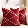 DecorMommt Rosso Federa Cuscini Velluto Cuscini Decorativi per Divani Custodie 40x40cm Morbide Fodere per Cuscini in Velluto per Cuscini Del Divano Soggiorno Camera da Letto Set Di 2