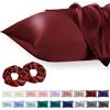 Vielit 2 Pack Federe Raso per Capelli e Pelle di Raffreddamento, Morbido come la Federa Seta, più facile cura di Federe Seta Vino 50x75cm A Busta & 2 Scrunchies