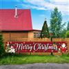 TICKLELY Striscione Natalizio Esterno, Banner Merry Christmas per Decorazioni Natalizie, Addobbo per Porta, Garage, Giardino e Recinzione, 300x50cm