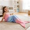 ABOHU Coperta a Forma di Coda Di Sirena, Coperta Plaid Pile, Che si Illumina Al Buio, coperta in Morbido Pile Di Flanella con Stelle Scintillanti e Design Arcobaleno Sfumato A Squame Di Pesce100X60 cm
