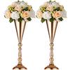 NUPTIO Vaso Oro Centrotavola Matrimonio: 2 Pezzi 42cm Alto Fiori Tromba Vasi Dorato Metallo Tavoli Centrotavola per Nozze Compleanno Festa Anniversario Decorazioni