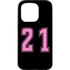 Uniform Number Pink SUL RETRO E FRONTE Custodia per iPhone 15 Pro Rosa Numero 21 Uniforme Numerata Squadra Sportivo