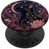 Black Cat Moonlit Botanical Gatto Nero Loto Chiaro di Luna Celeste PopSockets PopGrip Adesivo