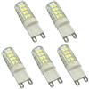 Aoxdi G9 LED Lampadina 5W, Bianco Freddo, 51 SMD 2835 Illuminazione LED Luce G9 LED Lampadine 5W, AC220-240V, Pacco da 5 Pezzi