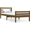 vidaXL Letto in legno massiccio senza materasso marrone miele 75x190 cm