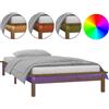 vidaXL Letto in legno massiccio con LED marrone miele 75x190 cm