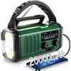 Zimilo Radio di emergenza Zimilo con powerbank da 20000 mAh, 3 metodi di ricarica: manovella, energia solare e USB, con torcia elettrica, luce di lettura e allarme SOS, verde