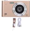 Gistuch Fotocamera digitale, zoom 16x, 4K, 48 MP, schermo IPS da 2,4 pollici, registrazione video anti-shake, compatta per viaggiare, con flash, oro