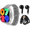 Gistuch Smartwatch con auricolari, schermo da 2,01 pollici, cinturino in acciaio argentato, smartwatch, cuffie wireless, fitness tracker compatibile con iOS e Android