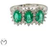 Anello in oro bianco 18 Kt 750 trilogy smeraldi 1,50 ct diamanti 0,40 ct -996...