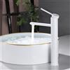 PHASAT Rubinetto Bagno Lavabo Alto Bianco Miscelatore Monocomando per Lavabo Fredda e Calda Regolabile Rubinetto Alto Moderno PTMP15W