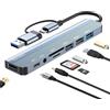 Oliveria Adattatore USB C Hub 8 in 1, adattatore multiporta per MacBook, hub USB C con lettore di schede SD&TF e porte 3.0 e 2.0, porte audio da 3,5 mm, compatibile con MacBook, Galaxy, iPad
