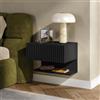 [en.casa] Comodino Sospeso da Parete con Cassetto 42x30x30 cm Nero