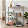 Mendler Scaffale libreria HWC-P98, Mobile da Salotto, Moderno con Ripiani, in Metallo Stile Industriale 80x80x30cm - Verde