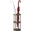 Relaxdays 10021482 Portaombrelli Rotondo, bambù, con Vaschetta Raccogli Acqua, Metallo, HxLxP: 45x20,5x20,5 cm, Marrone