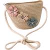 Perodlly Borsa a tracolla da ragazza Mini borse a tracolla in paglia Borsa intrecciata floreale carina per viaggi di vacanza per bambini Beige.