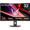 LG Monitor Gaming UltraGear 32" | Serie G600A | QHD, Curvo, 180Hz, 1ms (GtG)