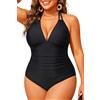 Aqua Eve Vollständige Abdeckung Set di Bikini Donna | Scollo a V, imbottiture rimovibili, design increspato, copertura completa, laccio regolabile per fissare la vestibilità