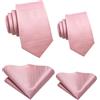 Hi-Tie Padre E Figlio Cravatta Set Jacquard Tessuto Seta Cravatta Tasca Quadrato Set Per La Festa Di Nozze Regali Di, Rosa fard, Medium