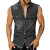 Generisch 2026 Gilet di jeans sciancrato per giacca da uomo senza maniche di jeans, Nero , M