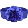 kowaku Cintura larga per abito Cintura elastica in vita Cintura con fiore grande Cintura elegante da donna per camicette, abiti, vestiti, blu