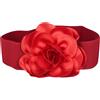 kowaku Cintura larga per abito Cintura elastica in vita Cintura con fiore grande Cintura elegante da donna per camicette, abiti, vestiti, Rosso