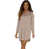 Selente Sweet Dreams Elegante Camicia da Notte in Raso (Made in EU) a Maniche Lunghe con Bottoni e Taschino